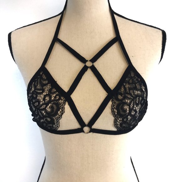 Sexy Criss Cross Strappy Lace Bralette Lingerie - Picture 4 of 6